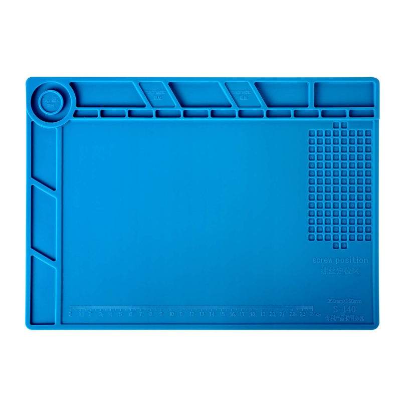 Kaisi S-140 Magnetic Insulation Silicone Soldering Mat, Heat Resistant Work Mat 932F for Repair Electronics, Phone, Soldering Iron, Gun, BGA, Workbench, Size: 13.8 x 9.8 inch - Image 1